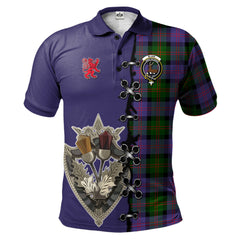 Blair Modern Tartan Polo Shirt - Lion Rampant And Celtic Thistle Style