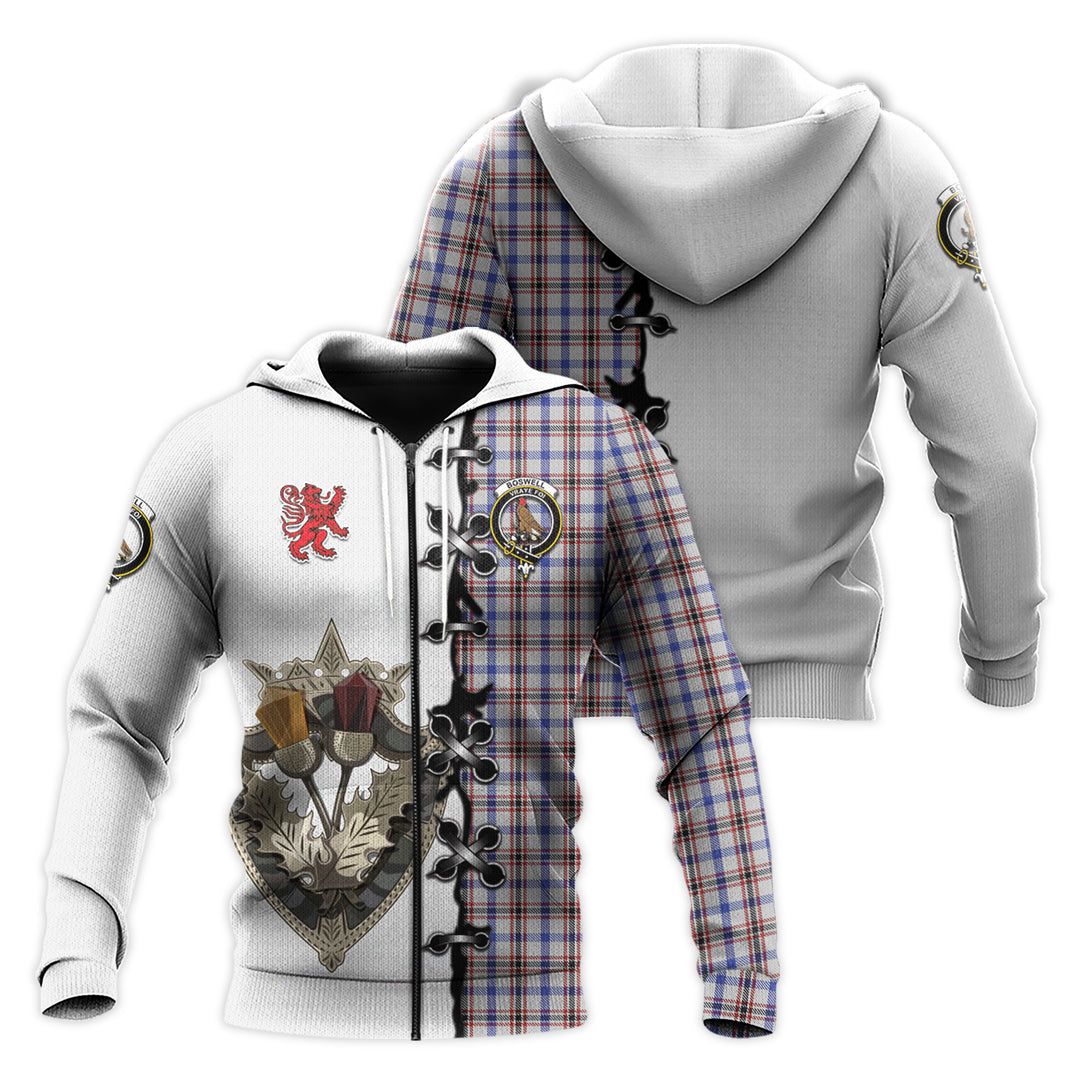 Boswell Tartan Hoodie - Lion Rampant And Celtic Thistle Style