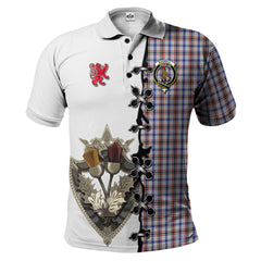 Boswell Tartan Polo Shirt - Lion Rampant And Celtic Thistle Style