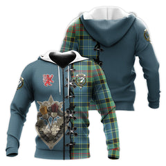 Brisbane Modern Tartan Hoodie - Lion Rampant And Celtic Thistle Style