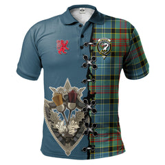 Brisbane Modern Tartan Polo Shirt - Lion Rampant And Celtic Thistle Style