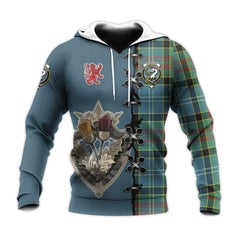 Brisbane Modern Tartan Hoodie - Lion Rampant And Celtic Thistle Style