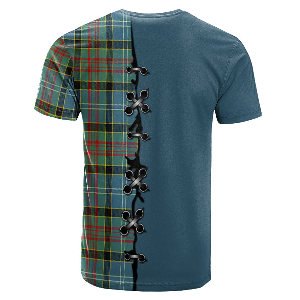 Brisbane Modern Tartan T-shirt - Lion Rampant And Celtic Thistle Style