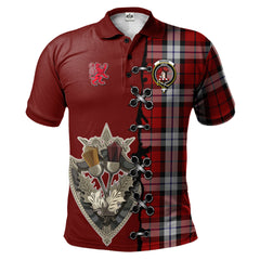 Brodie Dress Tartan Polo Shirt - Lion Rampant And Celtic Thistle Style