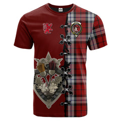 Brodie Dress Tartan T-shirt - Lion Rampant And Celtic Thistle Style