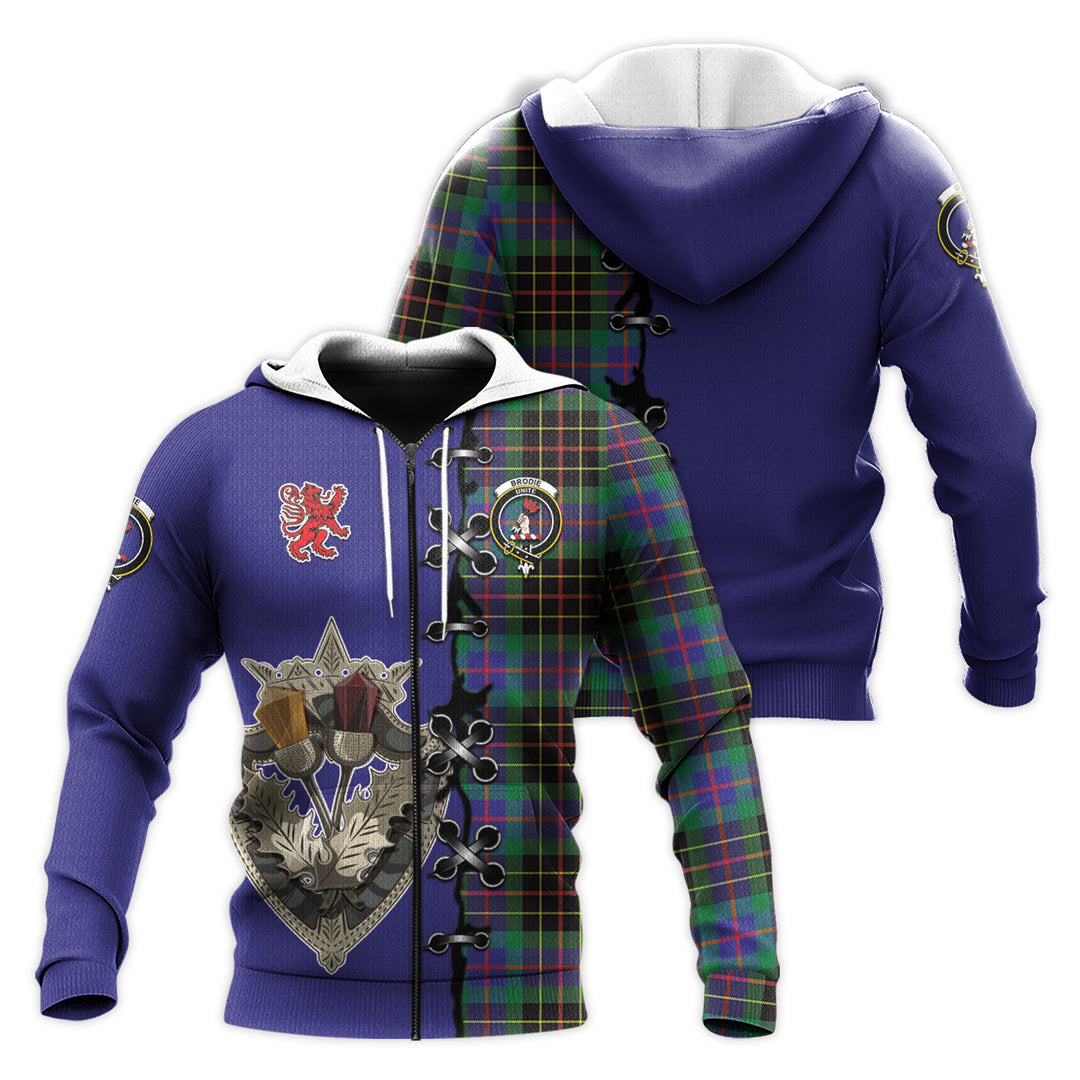 Brodie Hunting Modern Tartan Hoodie - Lion Rampant And Celtic Thistle Style