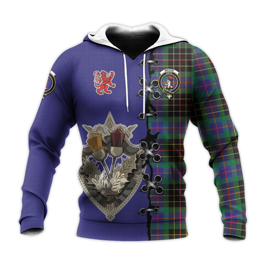 Brodie Hunting Modern Tartan Hoodie - Lion Rampant And Celtic Thistle Style