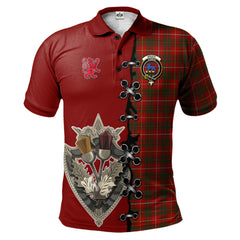 Bruce Tartan Polo Shirt - Lion Rampant And Celtic Thistle Style