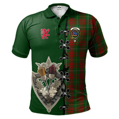 Bruce Hunting Tartan Polo Shirt - Lion Rampant And Celtic Thistle Style