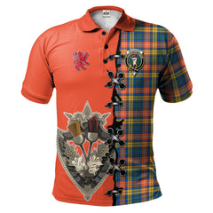 Buchanan Ancient Tartan Polo Shirt - Lion Rampant And Celtic Thistle Style