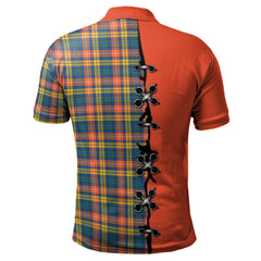 Buchanan Ancient Tartan Polo Shirt - Lion Rampant And Celtic Thistle Style