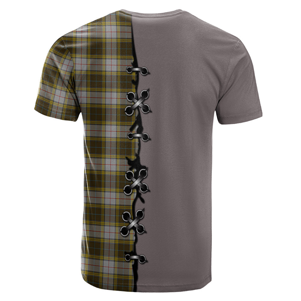 Buchanan Dress Tartan T-shirt - Lion Rampant And Celtic Thistle Style