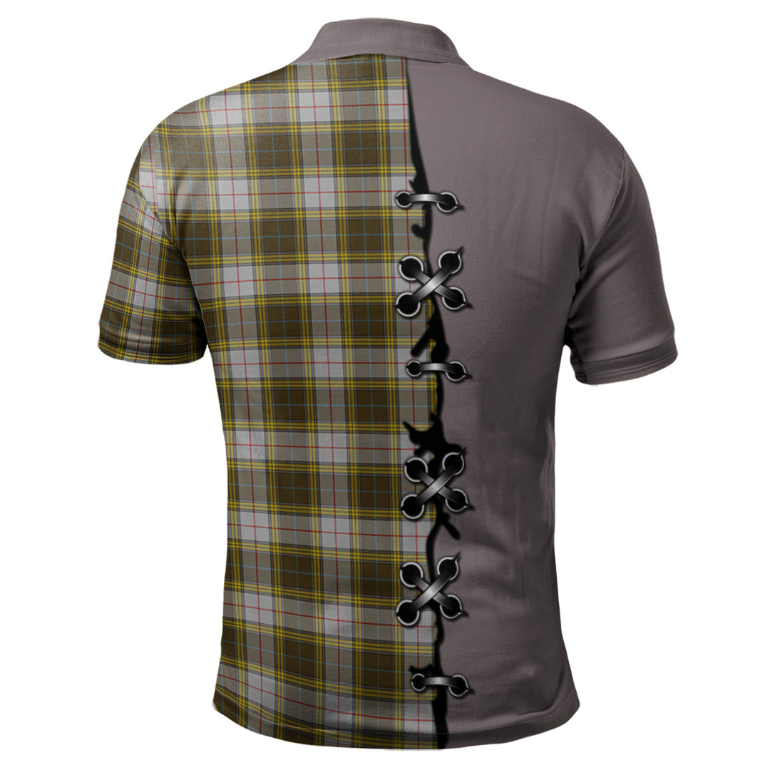 Buchanan Dress Tartan Polo Shirt - Lion Rampant And Celtic Thistle Style