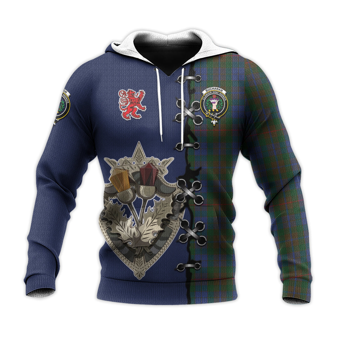 Buchanan Hunting Tartan Hoodie - Lion Rampant And Celtic Thistle Style