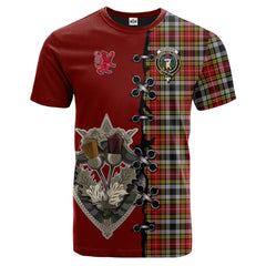 Buchanan Old Dress Tartan T-shirt - Lion Rampant And Celtic Thistle Style