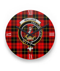 Wallace Hunting - Red Tartan Crest Clock