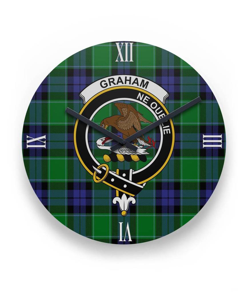 Graham of Menteith Modern Tartan Crest Clock