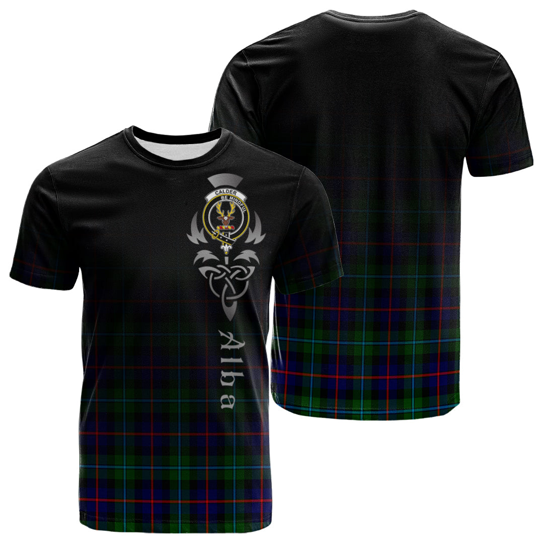 Calder Modern Tartan Crest T-shirt - Alba Celtic Style