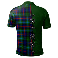 Calder Modern Tartan Polo Shirt - Lion Rampant And Celtic Thistle Style
