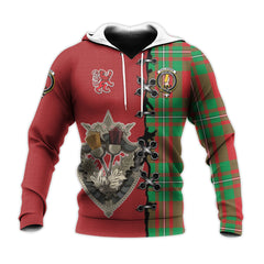 Callander Modern Tartan Hoodie - Lion Rampant And Celtic Thistle Style