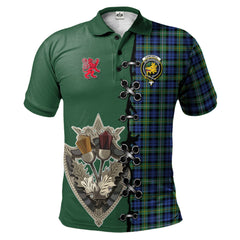 Campbell Argyll Ancient Tartan Polo Shirt - Lion Rampant And Celtic Thistle Style