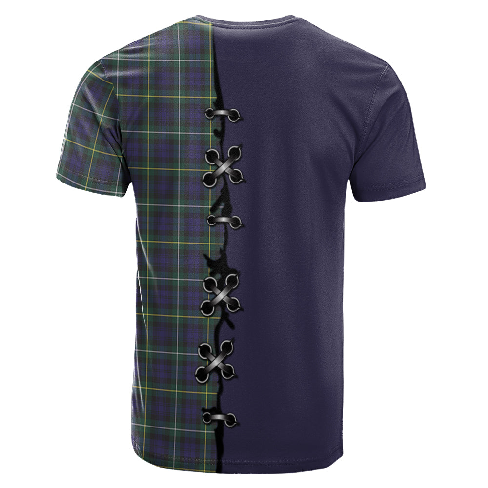 Campbell Argyll Modern Tartan T-shirt - Lion Rampant And Celtic Thistle Style