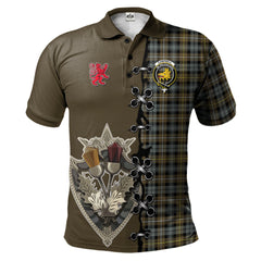 Campbell Argyll Weathered Tartan Polo Shirt - Lion Rampant And Celtic Thistle Style