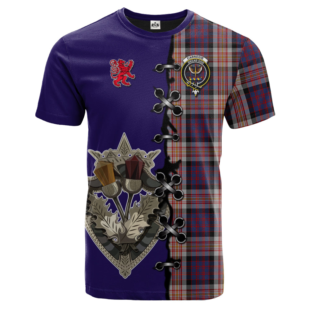 Carnegie Tartan T-shirt - Lion Rampant And Celtic Thistle Style