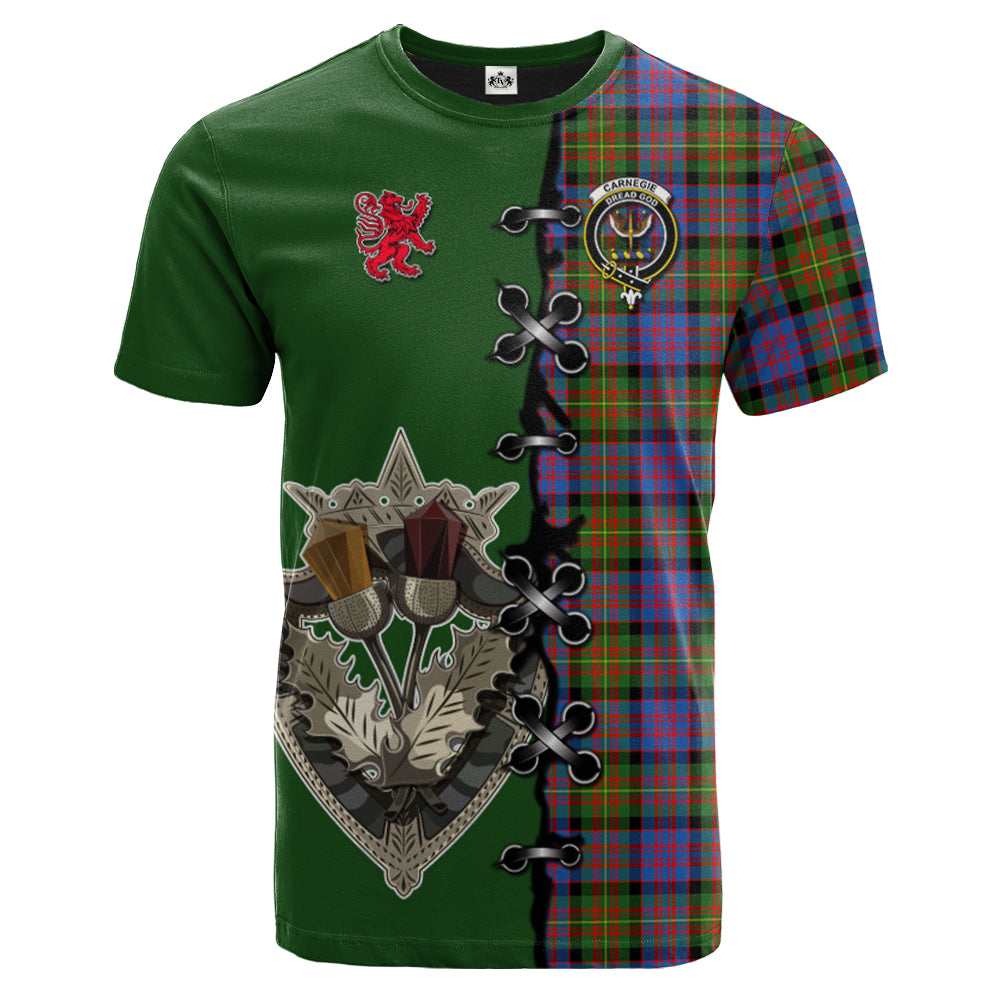 Carnegie Ancient Tartan T-shirt - Lion Rampant And Celtic Thistle Style