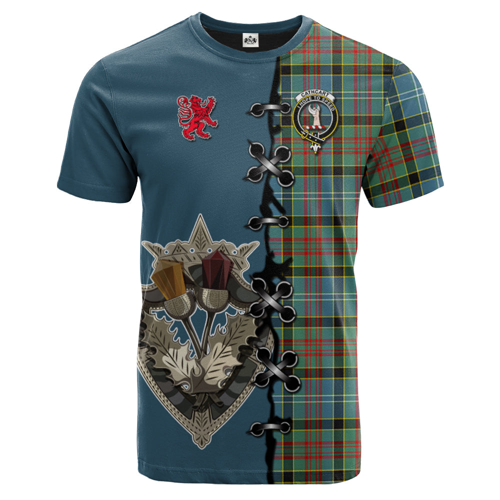 Cathcart Tartan T-shirt - Lion Rampant And Celtic Thistle Style