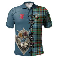 Cathcart Tartan Polo Shirt - Lion Rampant And Celtic Thistle Style