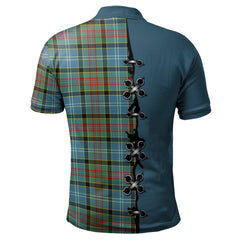 Cathcart Tartan Polo Shirt - Lion Rampant And Celtic Thistle Style