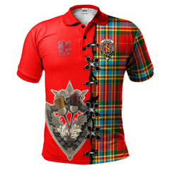 Chattan Clan Tartan Polo Shirt - Lion Rampant And Celtic Thistle Style