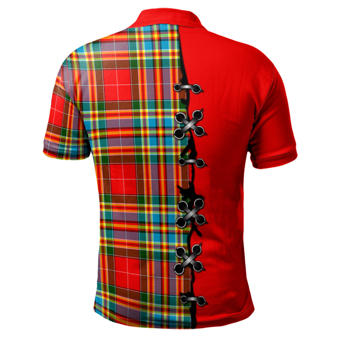 Chattan Clan Tartan Polo Shirt - Lion Rampant And Celtic Thistle Style