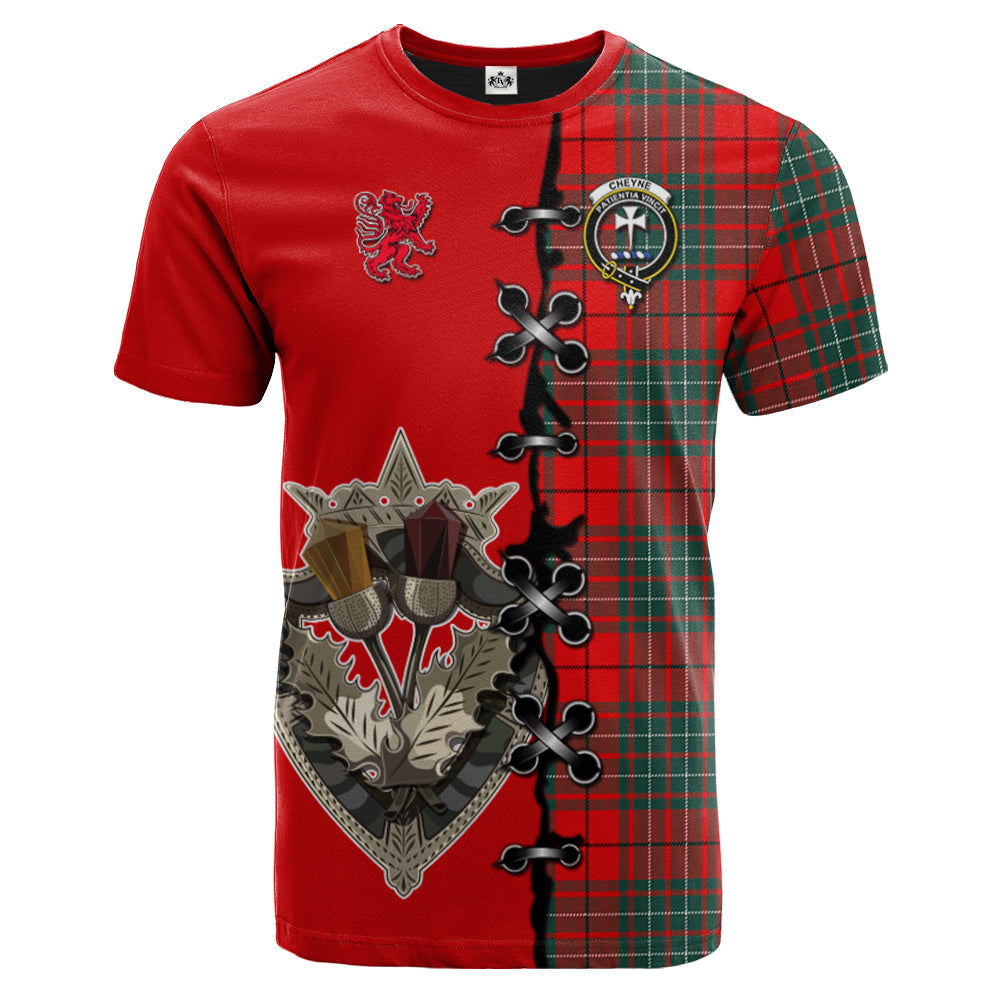 Cheyne Tartan T-shirt - Lion Rampant And Celtic Thistle Style