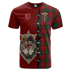 Chisholm Tartan T-shirt - Lion Rampant And Celtic Thistle Style