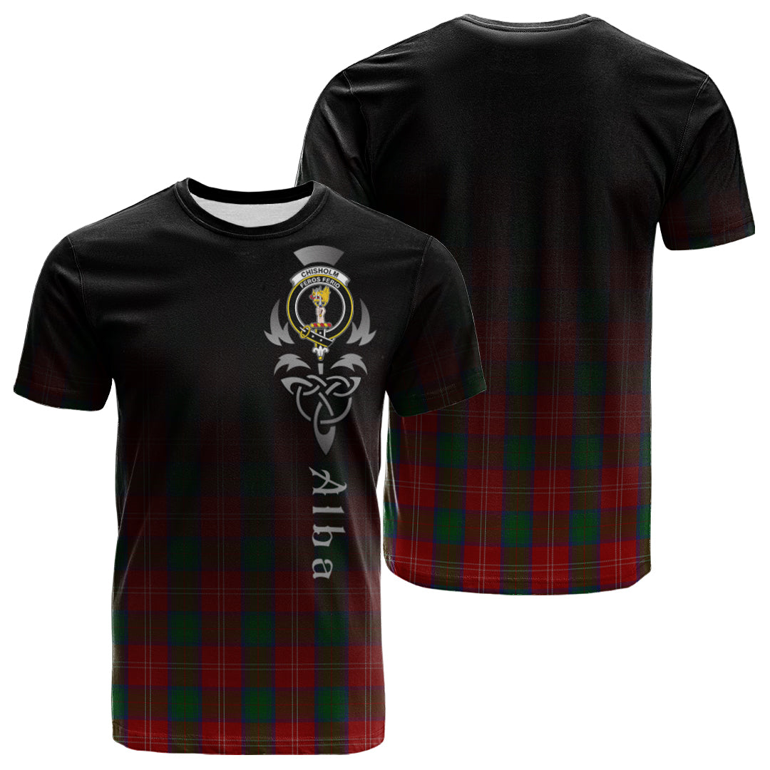 Chisholm Tartan Crest T-shirt - Alba Celtic Style
