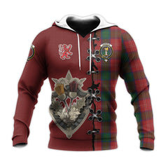 Chisholm Tartan Hoodie - Lion Rampant And Celtic Thistle Style
