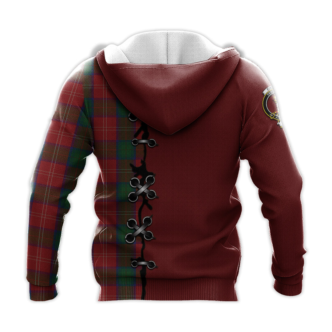 Chisholm Tartan Hoodie - Lion Rampant And Celtic Thistle Style