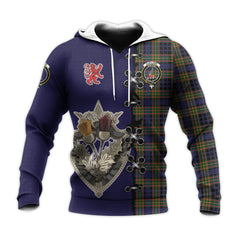 Clelland Modern Tartan Hoodie - Lion Rampant And Celtic Thistle Style