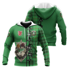 Clephan Tartan Hoodie - Lion Rampant And Celtic Thistle Style