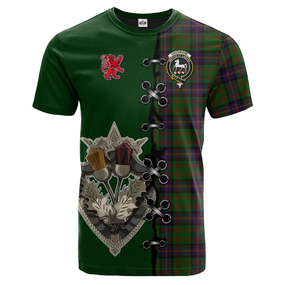 Cochrane Tartan T-shirt - Lion Rampant And Celtic Thistle Style