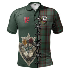 Cochrane Hunting Tartan Polo Shirt - Lion Rampant And Celtic Thistle Style