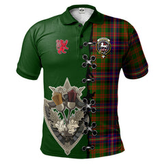 Cochrane Modern Tartan Polo Shirt - Lion Rampant And Celtic Thistle Style