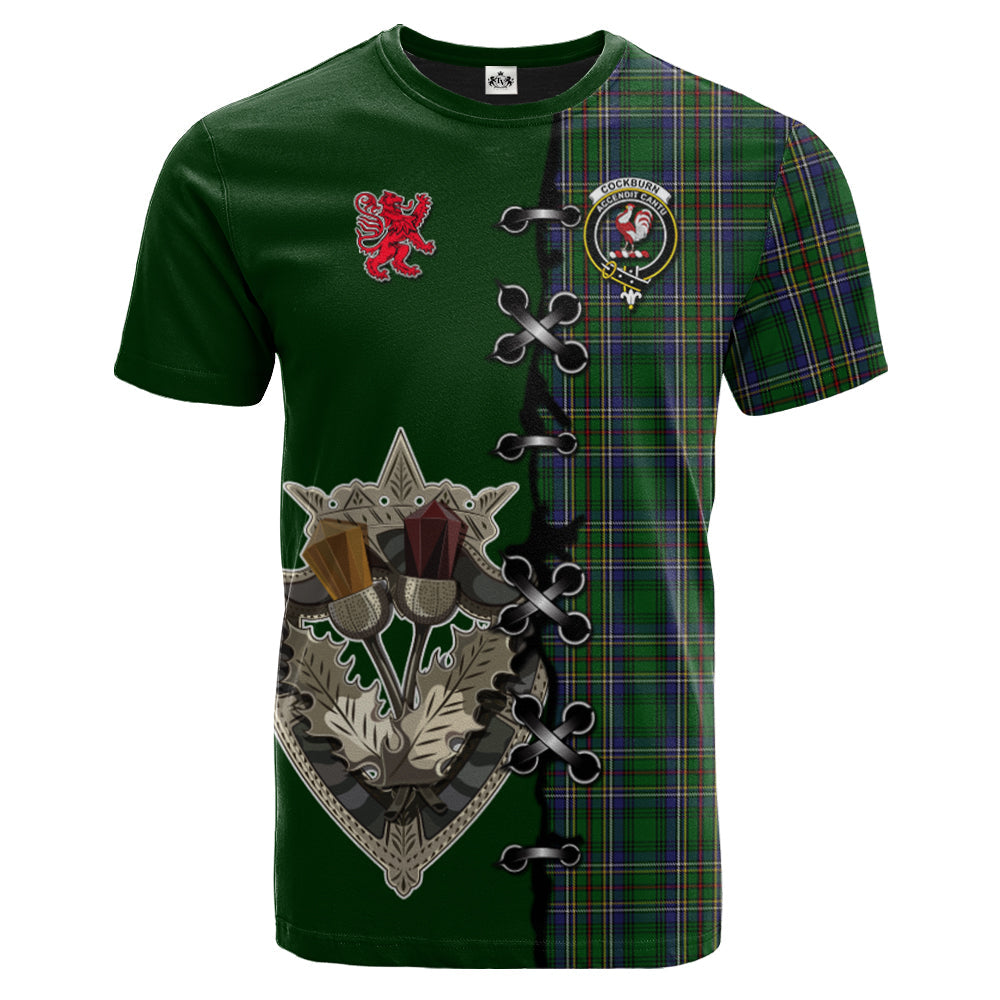 Cockburn Tartan T-shirt - Lion Rampant And Celtic Thistle Style