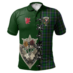 Cockburn Tartan Polo Shirt - Lion Rampant And Celtic Thistle Style