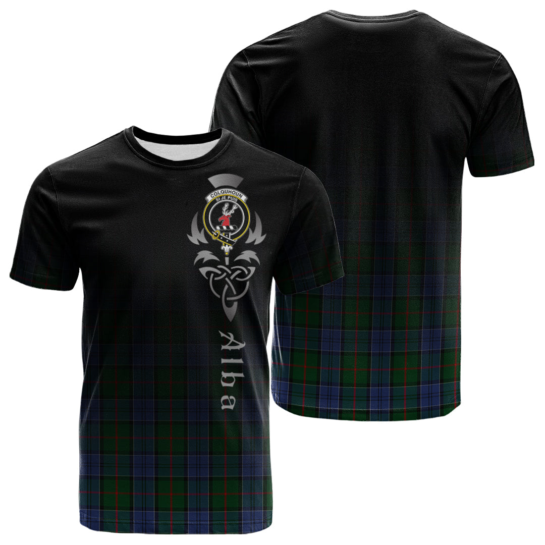 Colquhoun Tartan Crest T-shirt - Alba Celtic Style