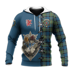 Colquhoun Ancient Tartan Hoodie - Lion Rampant And Celtic Thistle Style