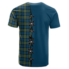 Colquhoun Ancient Tartan T-shirt - Lion Rampant And Celtic Thistle Style