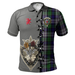 Colquhoun Dress Tartan Polo Shirt - Lion Rampant And Celtic Thistle Style